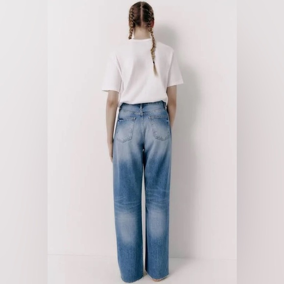 Zara TRF jeans Wide-leg split high waisted azul - Picture 2 of 15